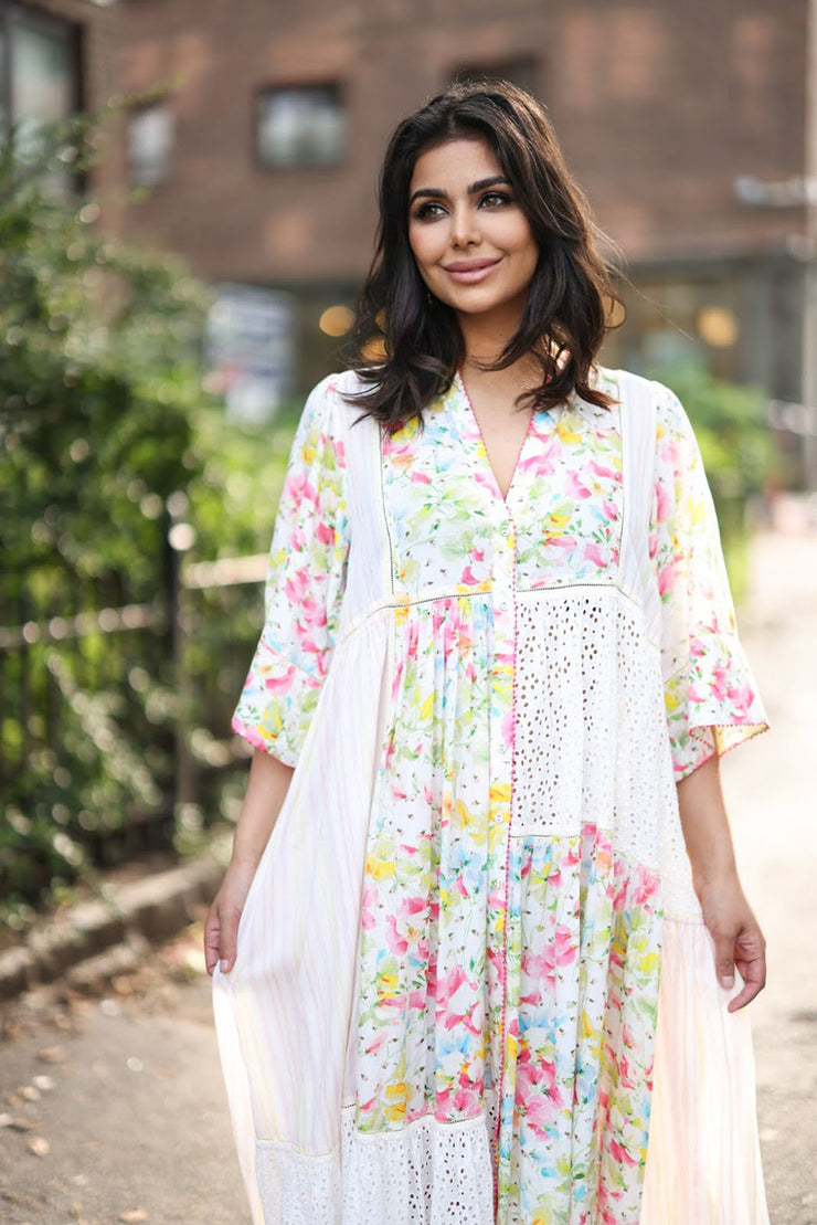 Patchwork Maxi Dress - Bright Flowers