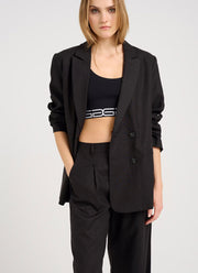 ElarahGZ Linen Blazer - Black