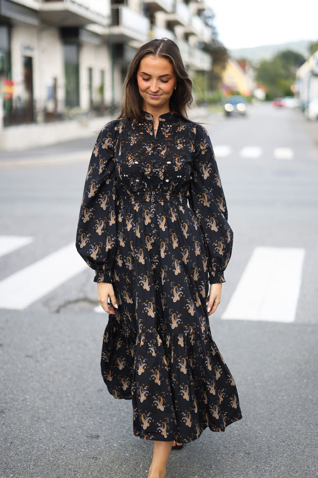 Poplin Smocking Dress - Midnight Paisley