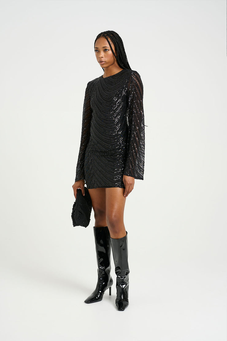 GliraGZ Short Dress - Black Sequins