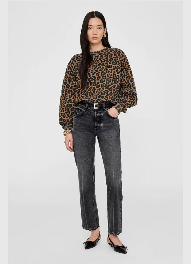 Miles Sweatshirt - Black and Brown Leopard