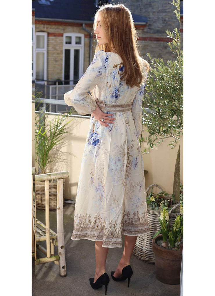 Long Digital Printed Dress - Beige