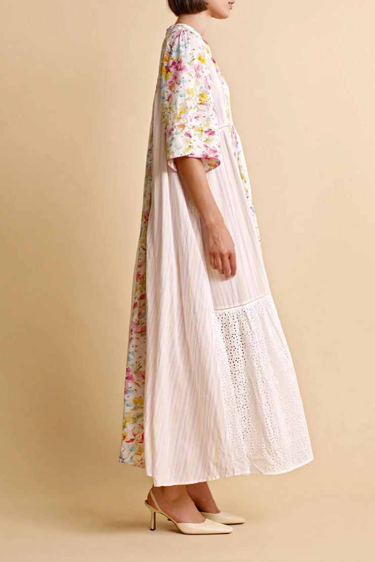 Patchwork Maxi Dress - Bright Flowers