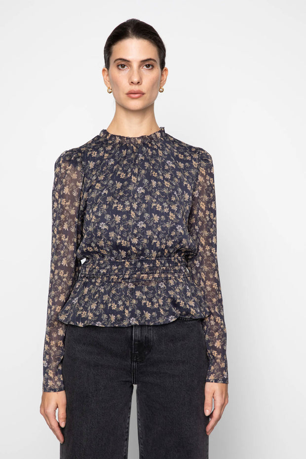 Dina Blouse - Navy Dahlia Print