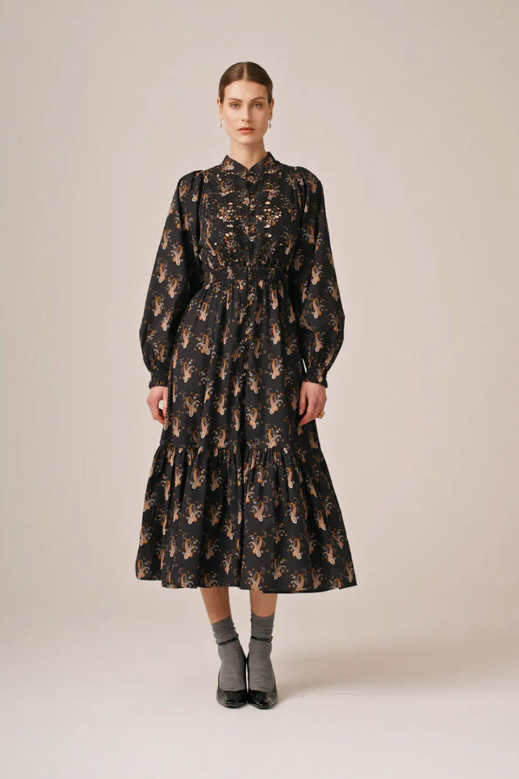 Poplin Smocking Dress - Midnight Paisley