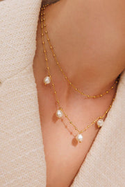 Emmy Pearl Necklace - Gold