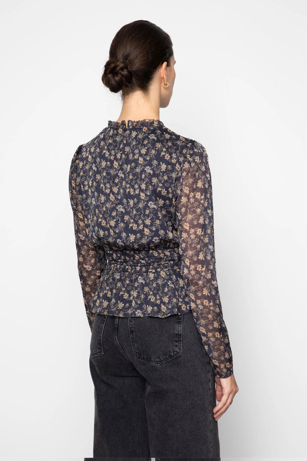 Dina Blouse - Navy Dahlia Print