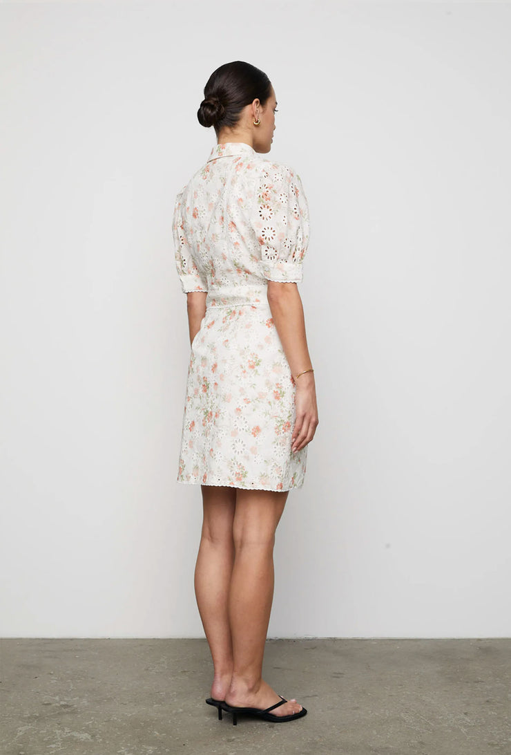 Juno Dress - White Rose Print