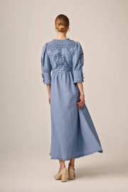 Linen Button-Down Dress - French Blue