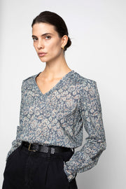 Dune Blouse - Navy Ornament