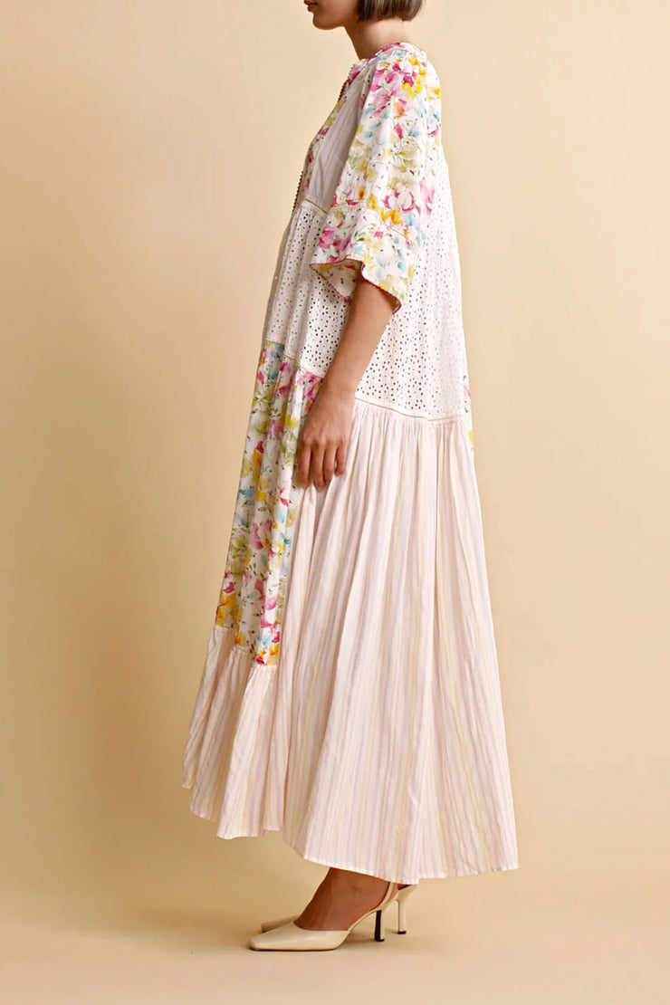 Patchwork Maxi Dress - Bright Flowers