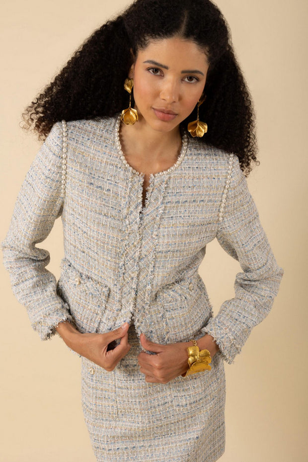 Zaylee Tweed Jacket- Blue