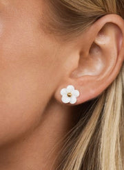 Ellen - White Flower Stud Earrings