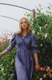 Linen Button-Down Dress - French Blue