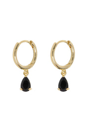 Elvira - Droplet Crystsl Hoop Earrings