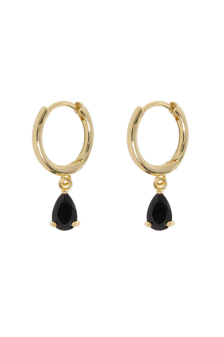 Elvira - Droplet Crystsl Hoop Earrings