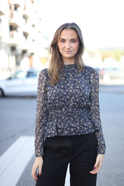 Dina Blouse - Navy Dahlia Print