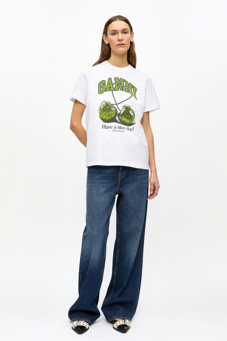 Basic Jersey Relaxed CHERRY T - Shirt - Bright White