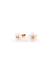 Ellen - White Flower Stud Earrings