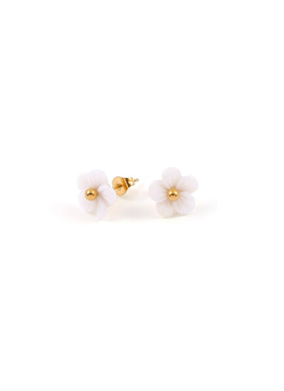 Ellen - White Flower Stud Earrings