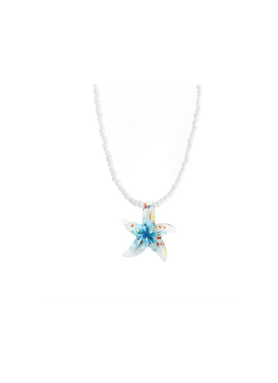 Serafina - Glass Starfish Necklace Blue