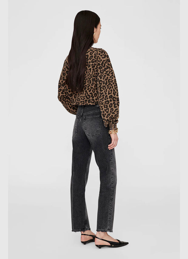 Miles Sweatshirt - Black and Brown Leopard