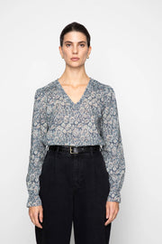 Dune Blouse - Navy Ornament