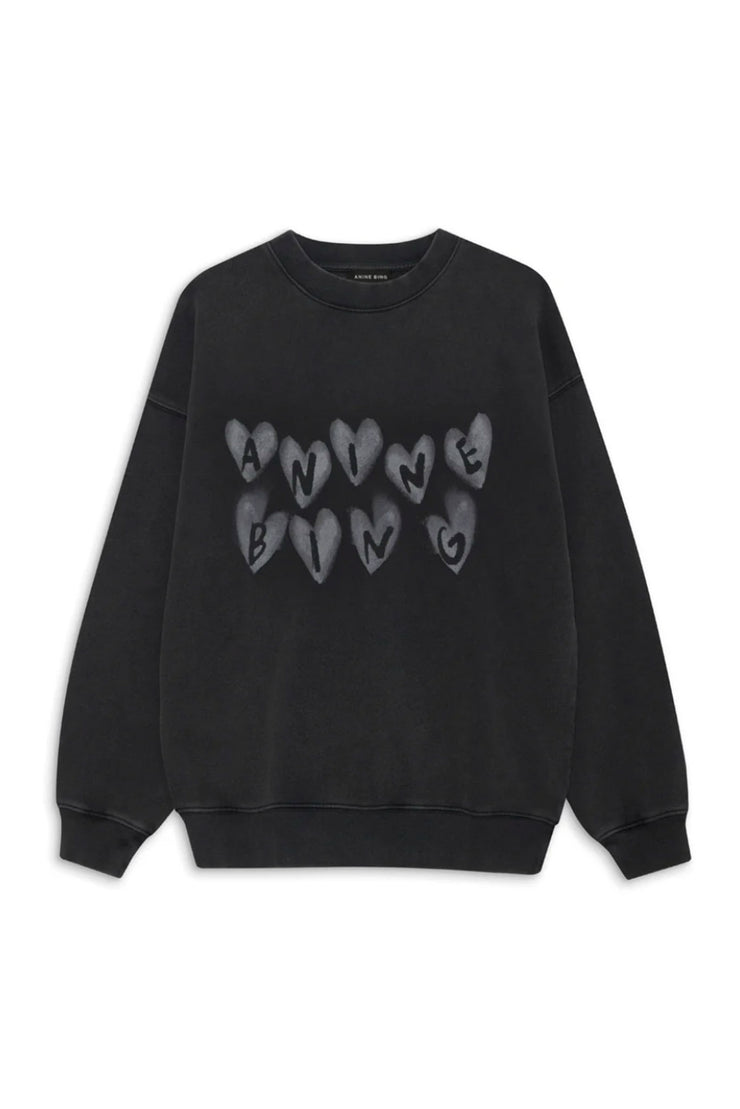 Spencer Sweatshirt Hearts - Washed Black