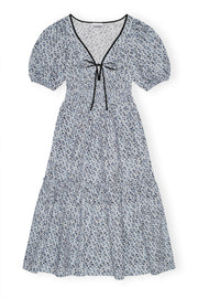 Printed Cotton Long Smock Dress - Glacier Lake