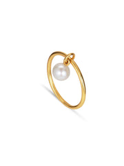 Row Pearl Ring - Gold