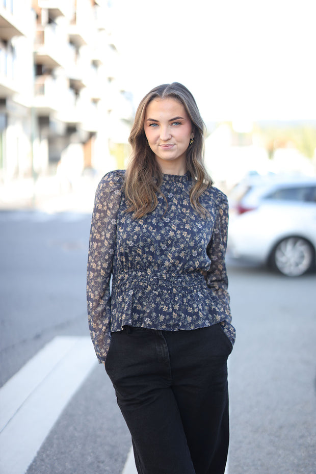 Dina Blouse - Navy Dahlia Print