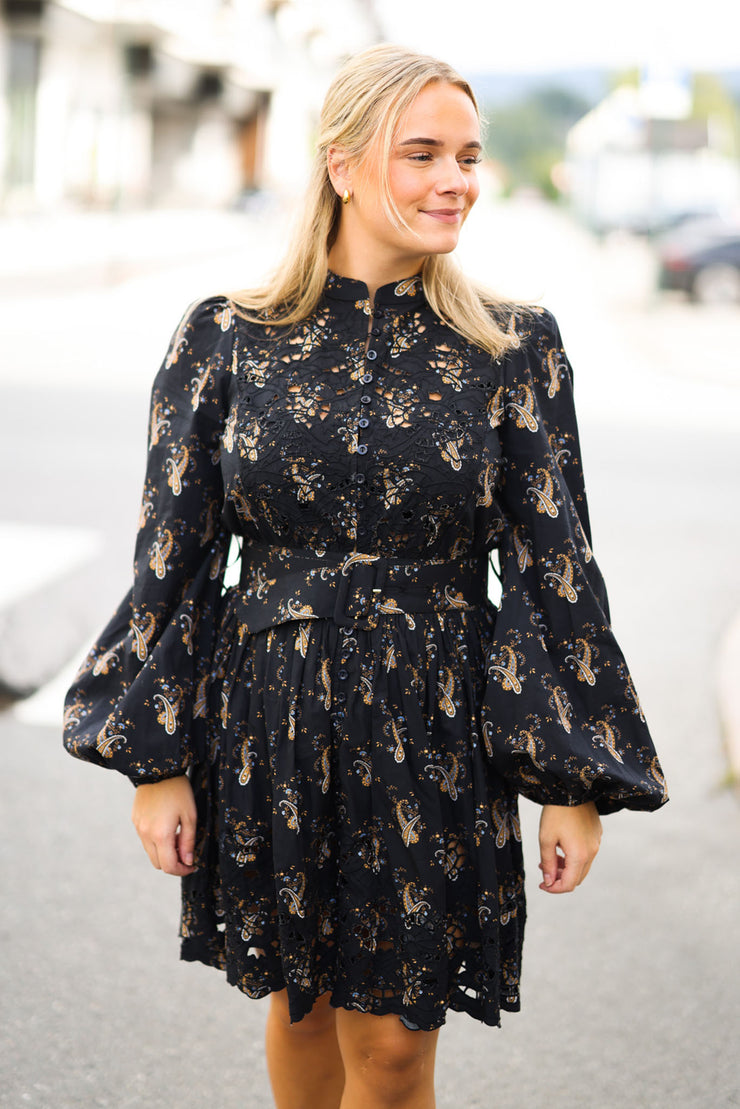 Poplin Shirt Dress - Midnight Paisley