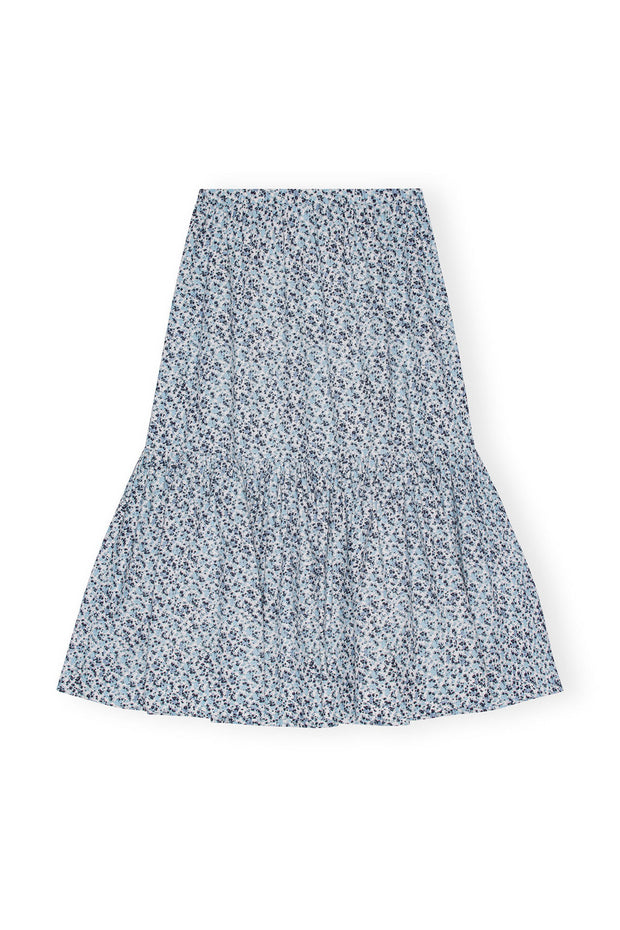 Printed Cotton Maxi Flounce Skirt - Glacier Lake