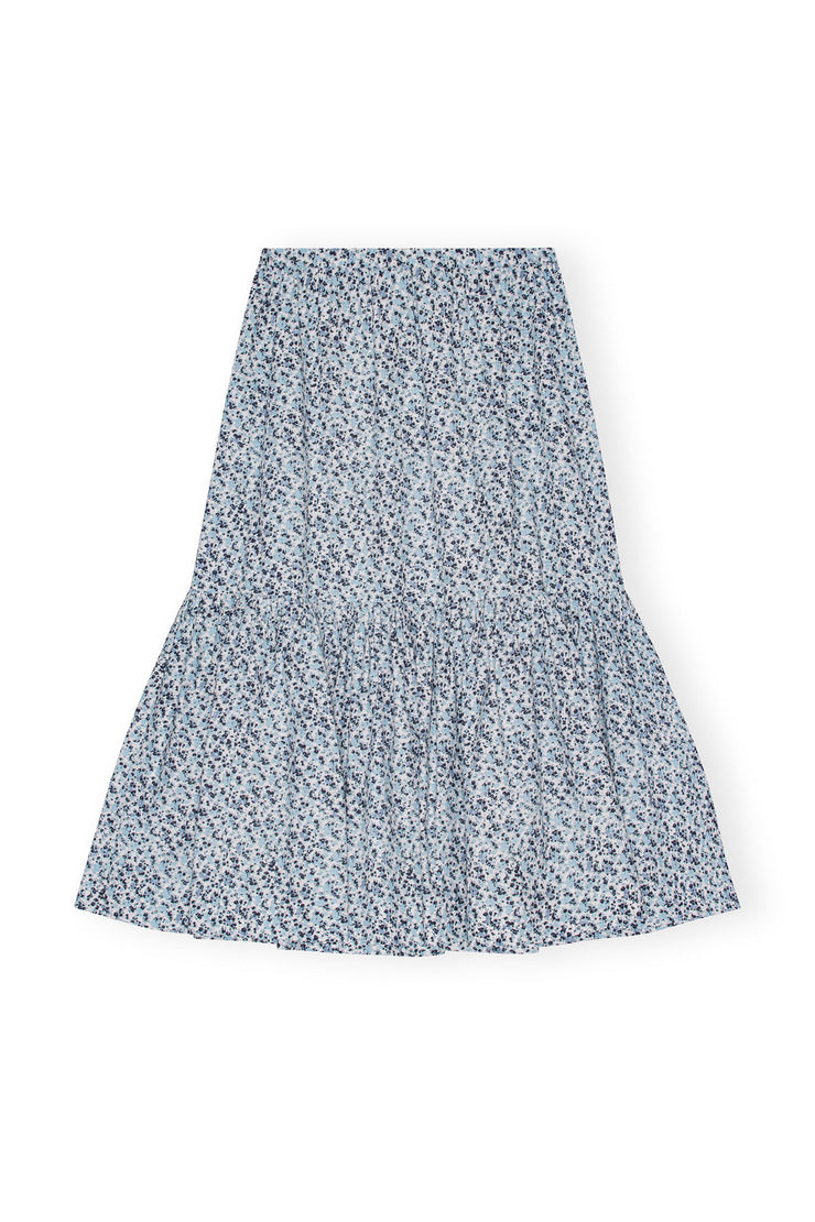 Printed Cotton Maxi Flounce Skirt - Glacier Lake