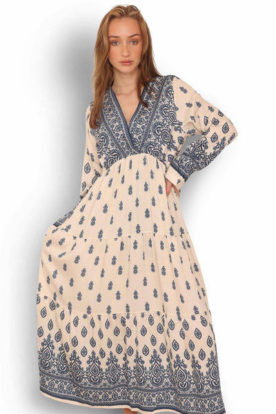 Maxidress With Pattern - Blue