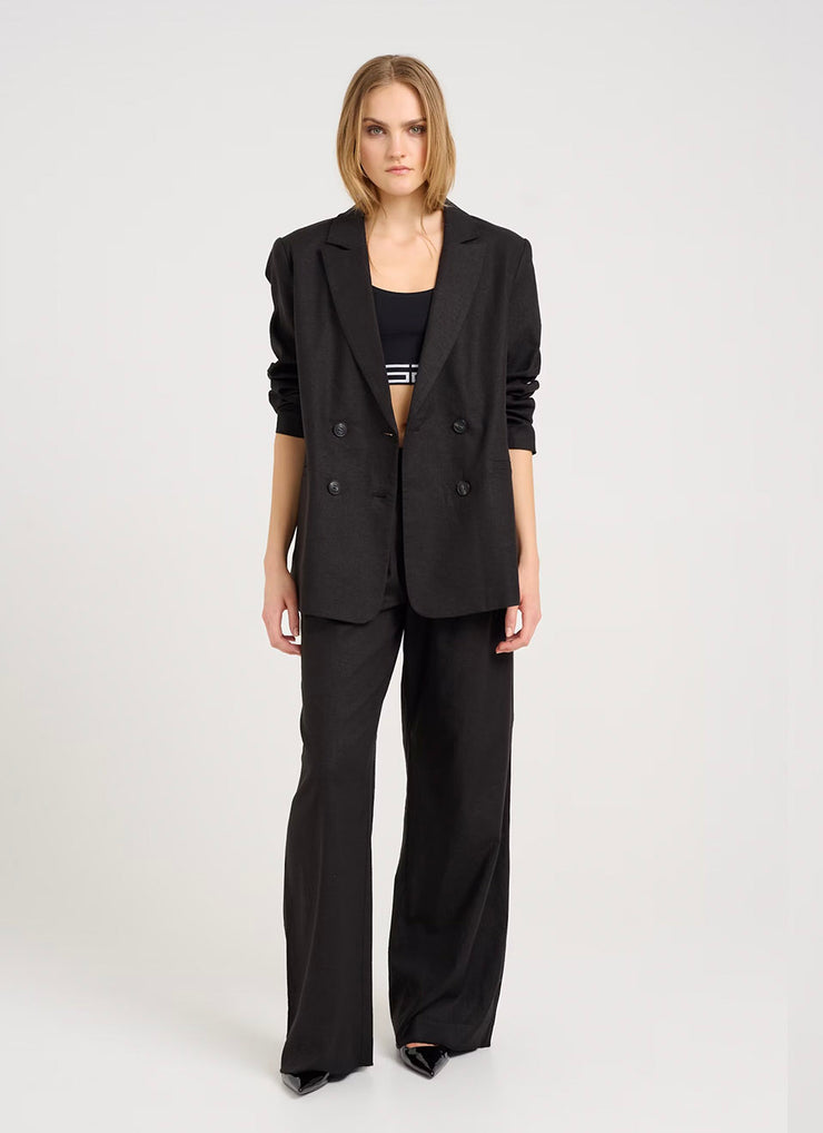 ElarahGZ Linen Blazer - Black